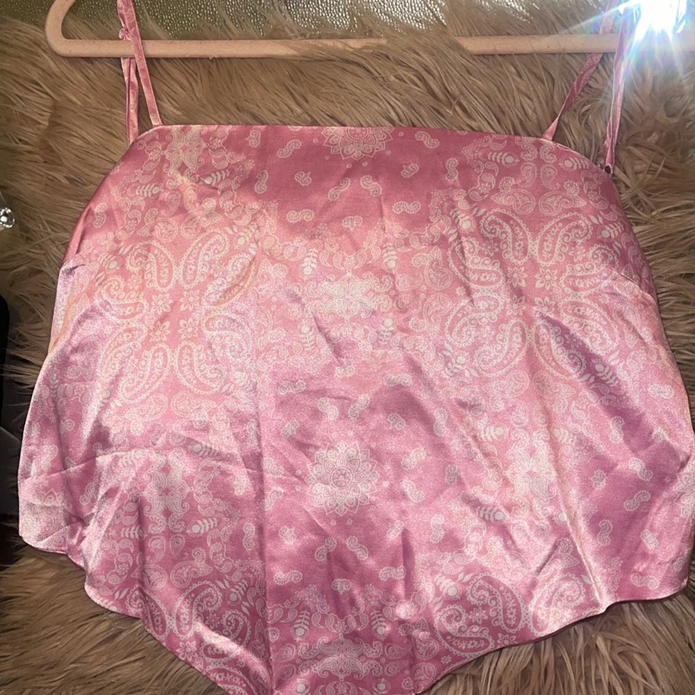 Pink Paisley Wrap Top